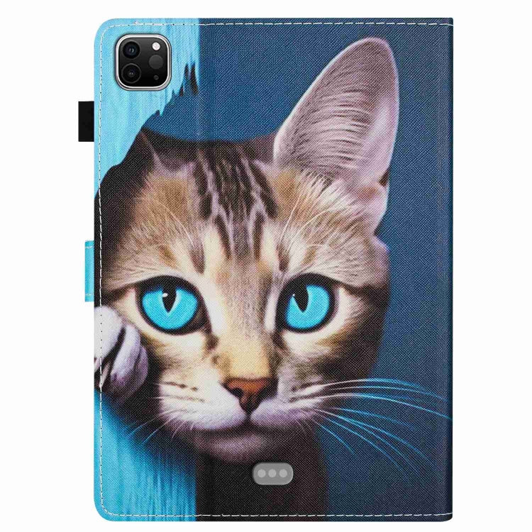 For iPad 11 Pro 2024 / 2020 / Air 4 10.9 Painted Pattern Stitching Smart Leather Tablet Case(Blue Cat) - iPad Air (2022) / (2020) 10.9 Cases by buy2fix | Online Shopping UK | buy2fix