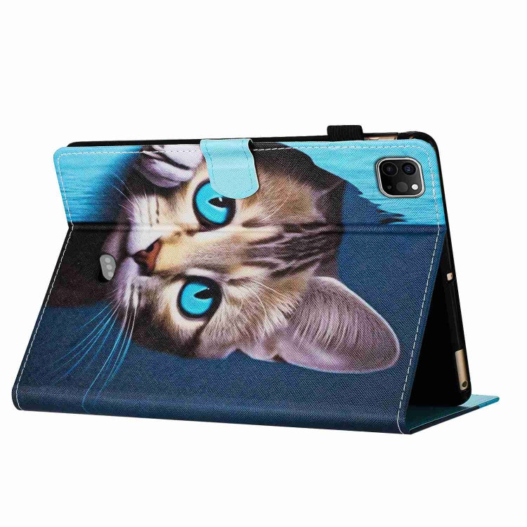 For iPad 11 Pro 2024 / 2020 / Air 4 10.9 Painted Pattern Stitching Smart Leather Tablet Case(Blue Cat) - iPad Air (2022) / (2020) 10.9 Cases by buy2fix | Online Shopping UK | buy2fix