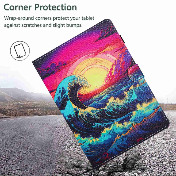 For iPad mini 2024 / mini 6 Painted Pattern Stitching Smart Leather Tablet Case(Waves) by buy2fix