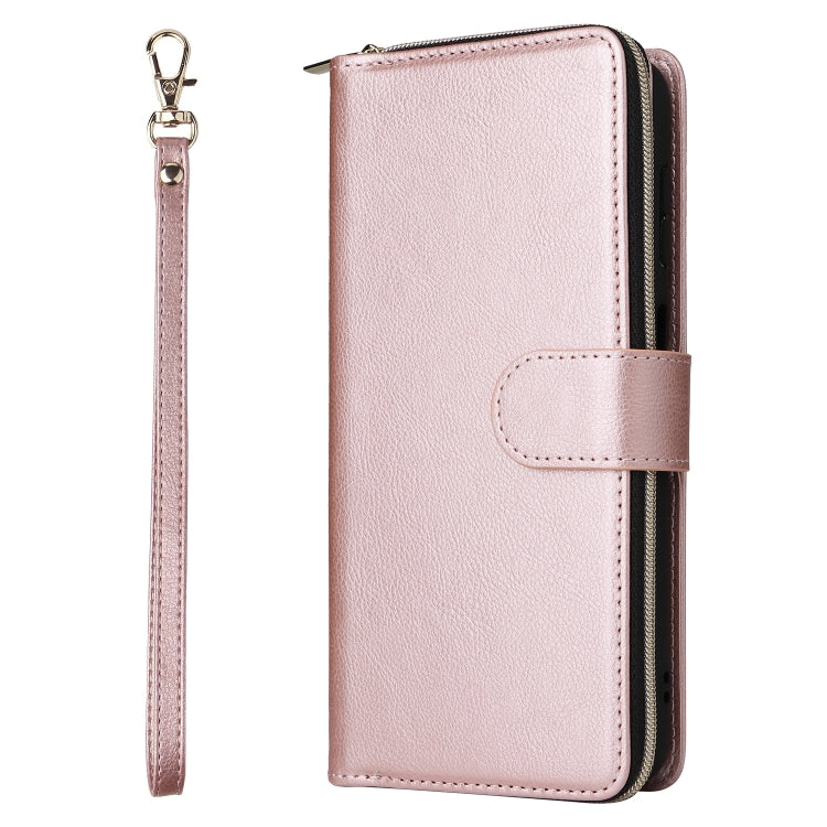 For Samsung Galaxy S23 FE 5G 9-Card Slots Zipper Wallet Bag Leather Phone Case(Rose Gold) - Galaxy S23 FE 5G Cases by buy2fix | Online Shopping UK | buy2fix