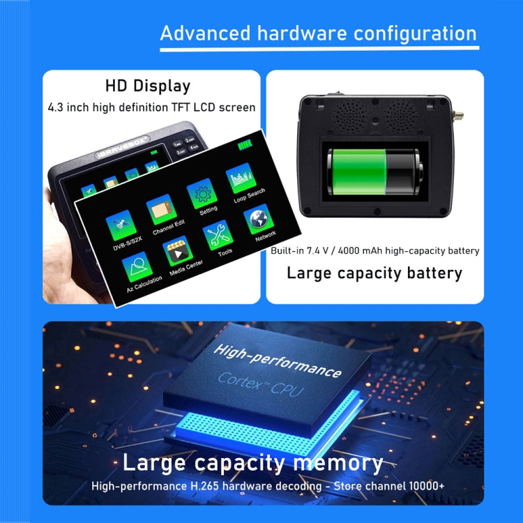 iBRAVEBOX V10 Finder Max 4.3 inch Display Digital Satellite Meter Signal Finder, Support DVB-S/S2/S2X, Plug Type:UK Plug(Black) - Satellite Finder by buy2fix | Online Shopping UK | buy2fix