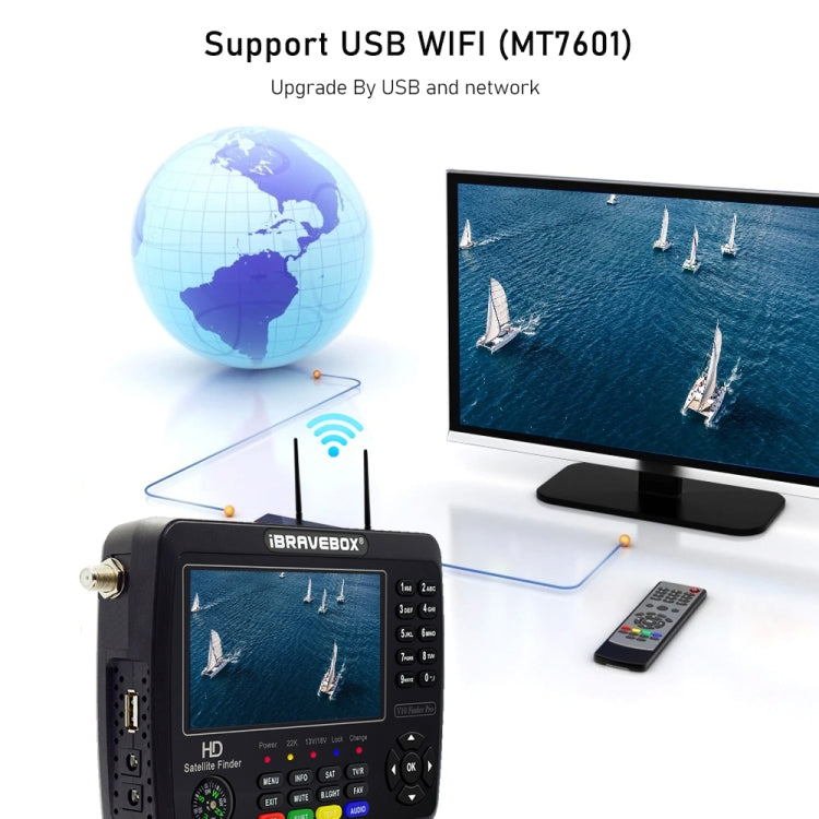 iBRAVEBOX V10 Finder Max 4.3 inch Display Digital Satellite Meter Signal Finder, Support DVB-S/S2/S2X, Plug Type:UK Plug(Black) - Satellite Finder by buy2fix | Online Shopping UK | buy2fix