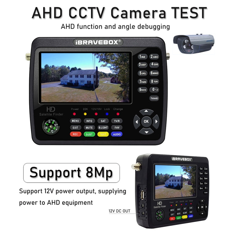 iBRAVEBOX V10 Finder Max+ 4.3 inch Display Digital Satellite Meter Signal Finder, Support DVB-S/S2/S2X AHD, Plug Type:AU Plug(Black) - Satellite Finder by buy2fix | Online Shopping UK | buy2fix