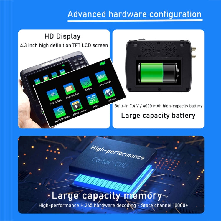 iBRAVEBOX V10 Finder Max+ 4.3 inch Display Digital Satellite Meter Signal Finder, Support DVB-S/S2/S2X AHD, Plug Type:AU Plug(Black) - Satellite Finder by buy2fix | Online Shopping UK | buy2fix