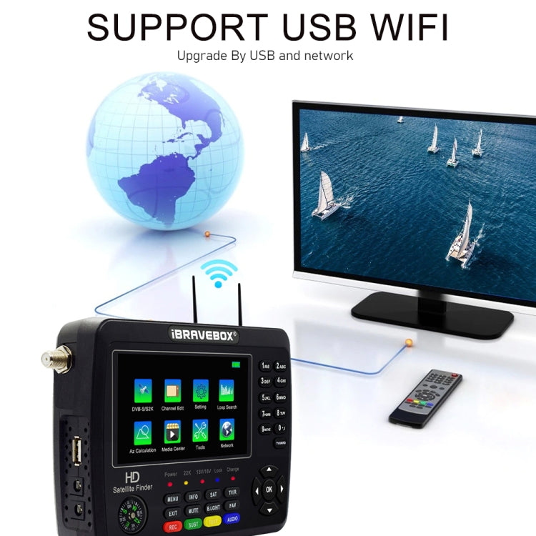 iBRAVEBOX V10 Finder Max+ 4.3 inch Display Digital Satellite Meter Signal Finder, Support DVB-S/S2/S2X AHD, Plug Type:AU Plug(Black) - Satellite Finder by buy2fix | Online Shopping UK | buy2fix