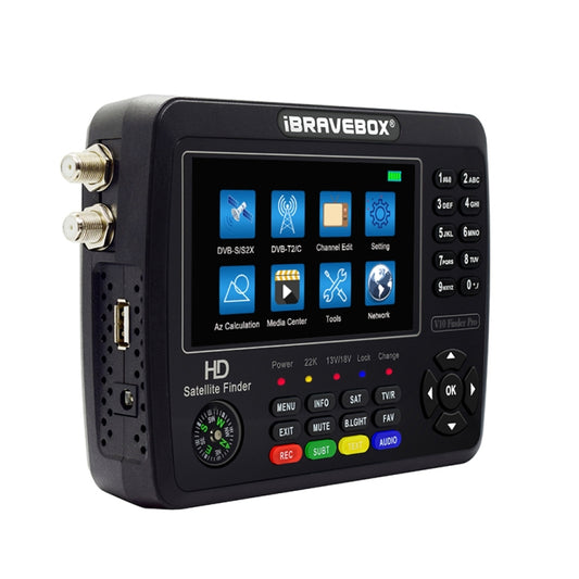 iBRAVEBOX V10 Finder Pro 4.3 inch Display Digital Satellite Meter Signal Finder, Support DVB-S/S2/S2X/T/T2/C, Plug Type:EU Plug(Black) by buy2fix