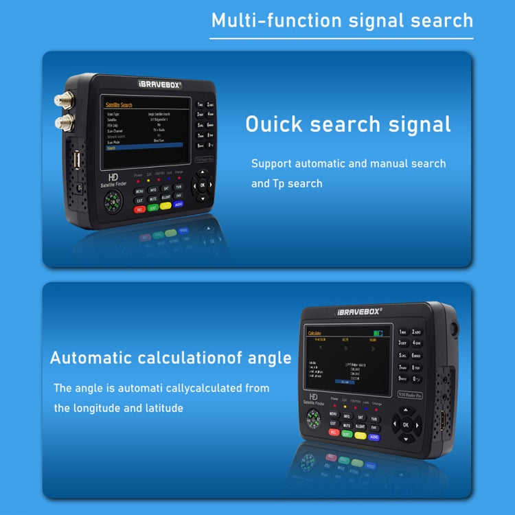 iBRAVEBOX V10 Finder Pro 4.3 inch Display Digital Satellite Meter Signal Finder, Support DVB-S/S2/S2X/T/T2/C, Plug Type:AU Plug(Black) - Satellite Finder by buy2fix | Online Shopping UK | buy2fix