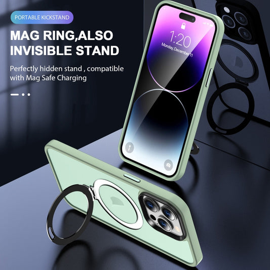 For iPhone 14 Pro Skin-feel MagSafe Holder PC Hybrid TPU Phone Case(Matcha Green) by buy2fix