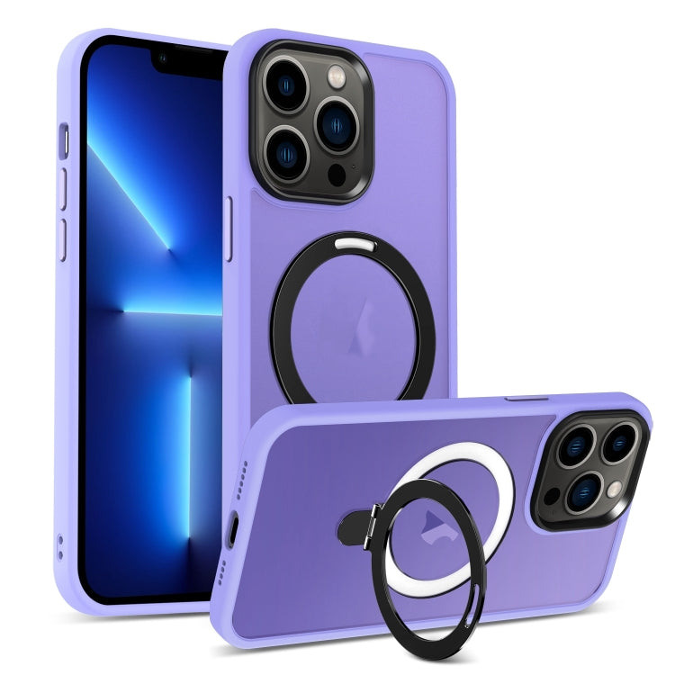 For iPhone 13 Pro Skin-feel MagSafe Holder PC Hybrid TPU Phone Case(Purple) - iPhone 13 Pro Cases by buy2fix | Online Shopping UK | buy2fix