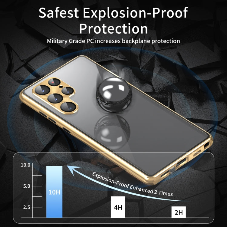 For Samsung Galaxy S24 Ultra 5G Privacy Full Cover Magnetic Metal Tempered Glass Phone Case(Silver) - Galaxy S24 Ultra 5G Cases by buy2fix | Online Shopping UK | buy2fix