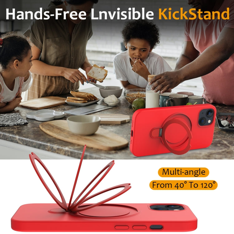 For iPhone 13 Liquid Silicone MagSafe Magnetic Phone Case with Ring Holder(Red) - iPhone 13 Cases by buy2fix | Online Shopping UK | buy2fix