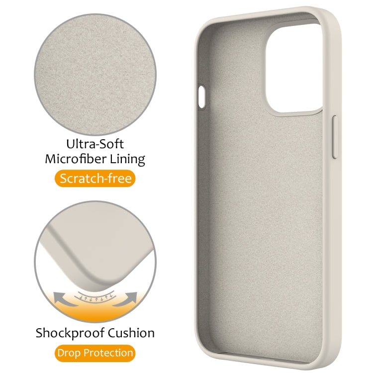 For iPhone 14 Pro Liquid Silicone MagSafe Magnetic Phone Case with Ring Holder(Antique White) - iPhone 14 Pro Cases by buy2fix | Online Shopping UK | buy2fix