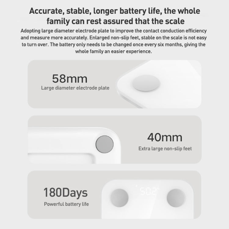 Original Xiaomi Mijia Smart Home Body Fat Scale S400 BT5.0 LED Display Dual Frequency Measurement(White) - Body Scales by Xiaomi | Online Shopping UK | buy2fix