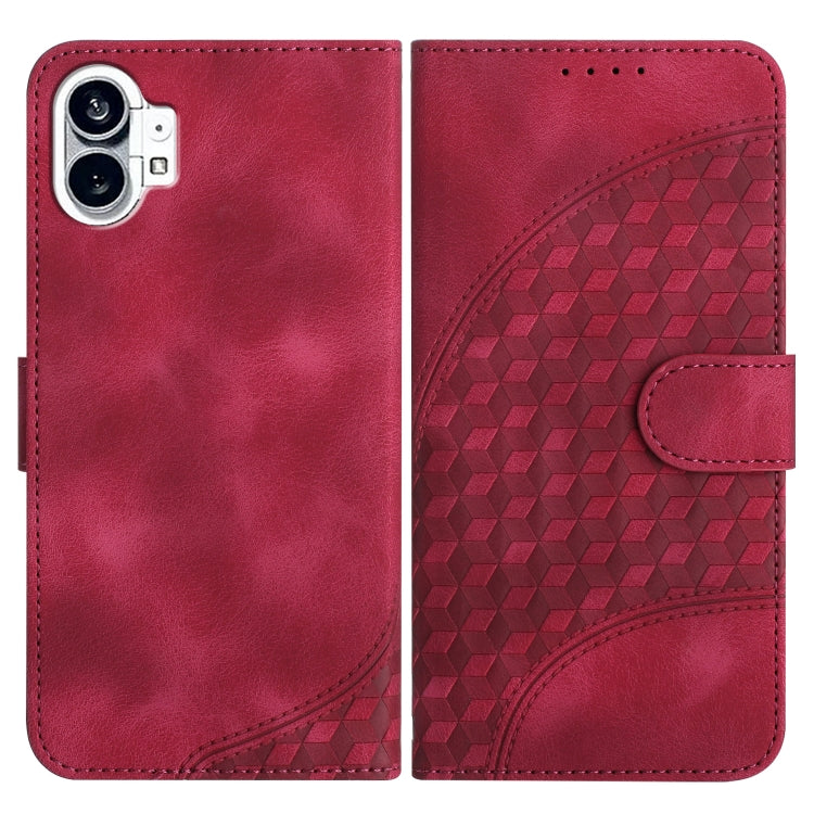 For Nothing Phone 1 Elephant Head Embossed Phone Leather Case with Lanyard(Rose Red) - More Brand by buy2fix | Online Shopping UK | buy2fix