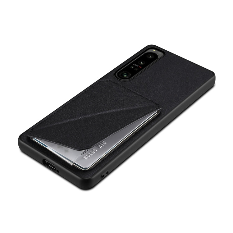 For Sony Xperia 10 V Denior Imitation Calf Leather Back Phone Case with Holder(Black) - Sony Cases by Denior | Online Shopping UK | buy2fix