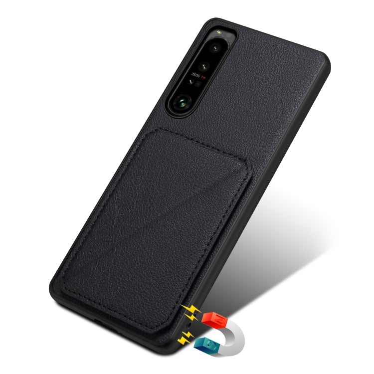 For Sony Xperia 10 V Denior Imitation Calf Leather Back Phone Case with Holder(Black) - Sony Cases by Denior | Online Shopping UK | buy2fix
