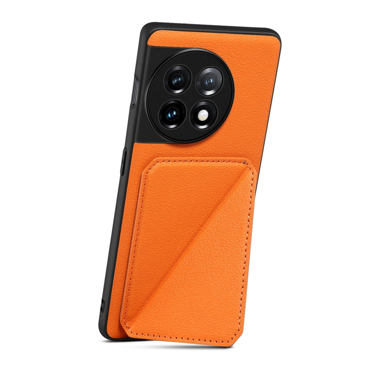 For OnePlus Ace 2 V / Nord 3 5G Denior Imitation Calf Leather Back Phone Case with Holder(Orange) - OnePlus Cases by Denior | Online Shopping UK | buy2fix
