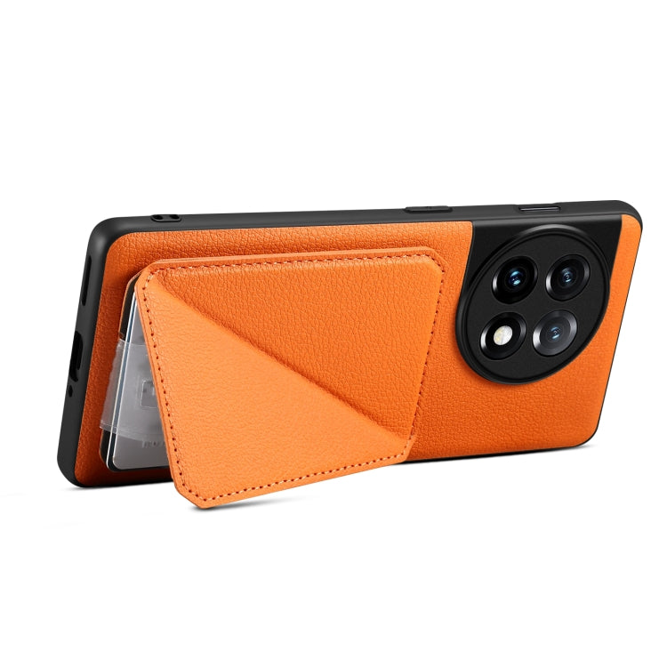 For OnePlus Ace 2 V / Nord 3 5G Denior Imitation Calf Leather Back Phone Case with Holder(Orange) - OnePlus Cases by Denior | Online Shopping UK | buy2fix