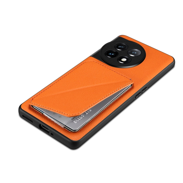 For OnePlus Ace 2 V / Nord 3 5G Denior Imitation Calf Leather Back Phone Case with Holder(Orange) - OnePlus Cases by Denior | Online Shopping UK | buy2fix