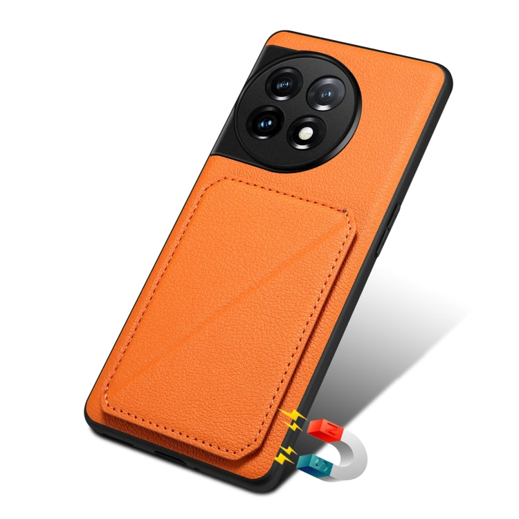 For OnePlus Ace 2 V / Nord 3 5G Denior Imitation Calf Leather Back Phone Case with Holder(Orange) - OnePlus Cases by Denior | Online Shopping UK | buy2fix