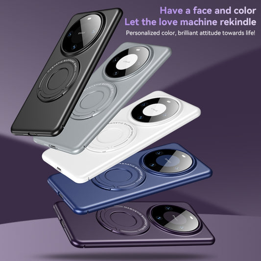 For Huawei Mate 60 Matte Magsafe Magnetic Phone Case with Trolley Holder(Dark Blue) by buy2fix