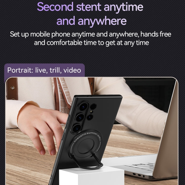 For Samsung Galaxy S24+ 5G Matte Magsafe Magnetic Phone Case with Trolley Holder(Night Purple) - Galaxy S24+ 5G Cases by buy2fix | Online Shopping UK | buy2fix