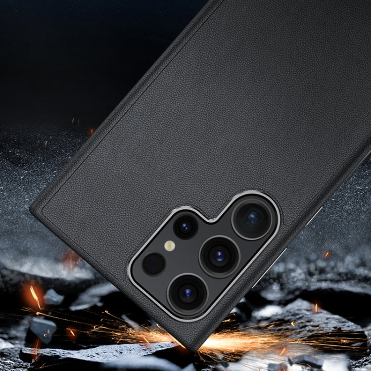 For Samsung Galaxy S24+ 5G Magsafe Magnetic Plain Leather Phone Case(Black) - Galaxy S24+ 5G Cases by buy2fix | Online Shopping UK | buy2fix