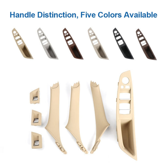 For BMW F10 / F18 5 Series 7pcs Car Inside Doors Handle Pull Trim Cover, Right Driving, 51417225874(Beige White) by buy2fix