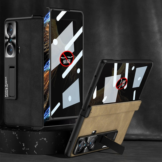 For Honor Magic VS GKK Integrated Frosted Fold Hinge Privacy Leather Phone Case with Holder(Black) by GKK