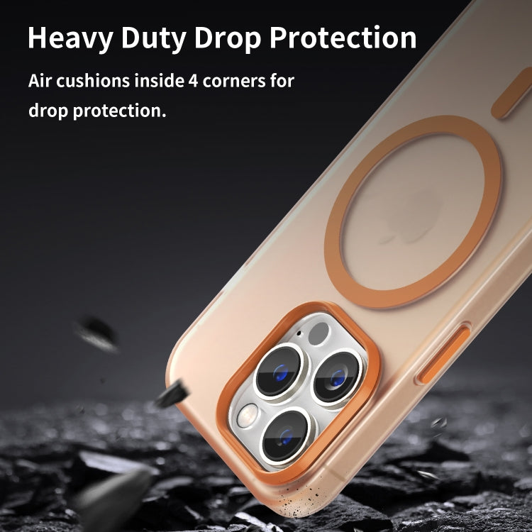 For iPhone 14 Pro MagSafe Frosted Translucent TPU + PC Full Coverage Phone Case(Orange) by buy2fix
