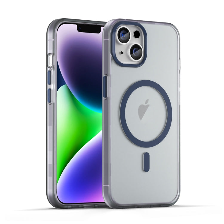 For iPhone 15 MagSafe Frosted Translucent TPU + PC Full Coverage Phone Case(Dark Blue) - iPhone 15 Cases by buy2fix | Online Shopping UK | buy2fix