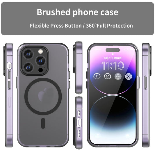 For iPhone 15 Pro MagSafe Frosted Translucent TPU + PC Full Coverage Phone Case(Black) by buy2fix