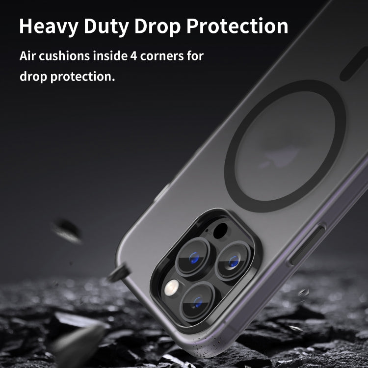 For iPhone 15 Pro MagSafe Frosted Translucent TPU + PC Full Coverage Phone Case(Black) by buy2fix