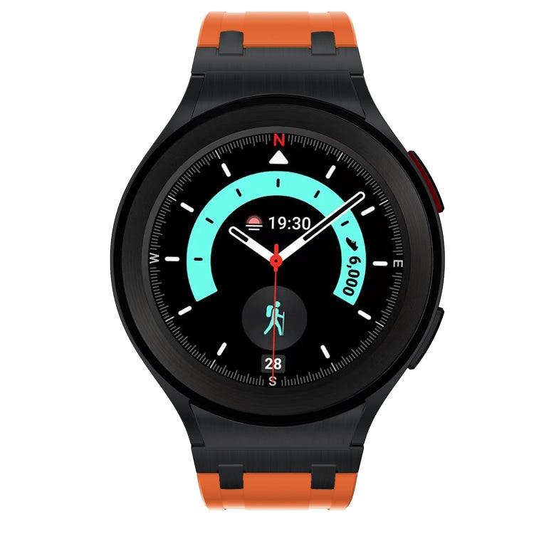For Samsung Galaxy Watch 4 / 5 / 6 AP Series Liquid Silicone Watch Band(Black Orange) - Watch Bands by buy2fix | Online Shopping UK | buy2fix