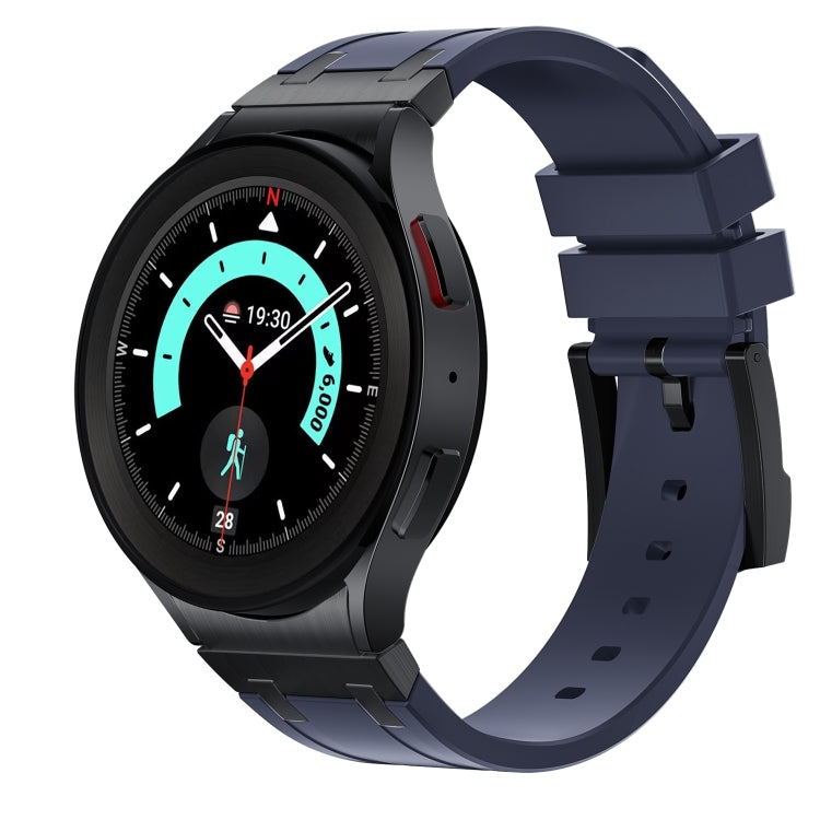 For Samsung Galaxy Watch 4 / 5 / 6 AP Series Liquid Silicone Watch Band(Black Blue) - Watch Bands by buy2fix | Online Shopping UK | buy2fix