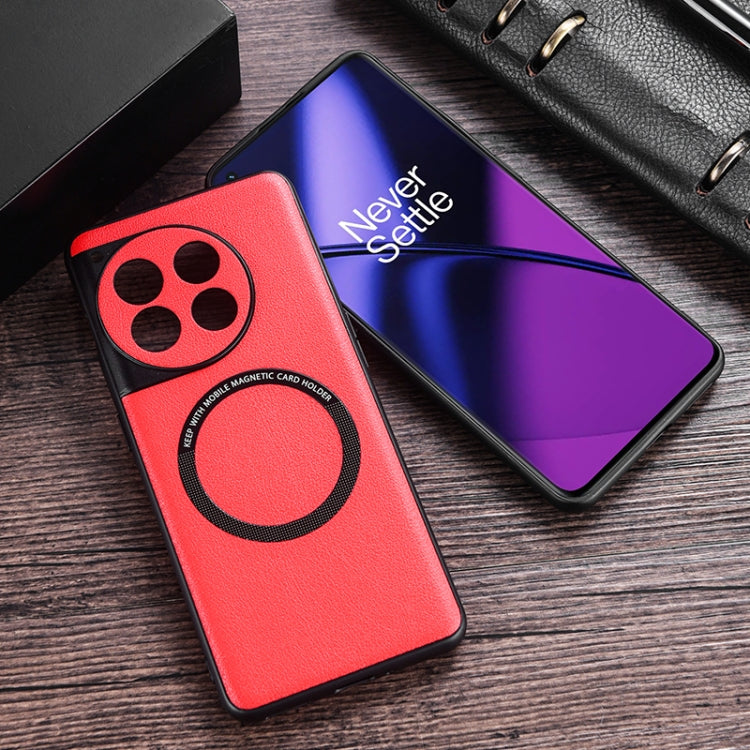 For OnePlus 12 PU MagSafe Magnetic Phone Case(Red) - OnePlus Cases by buy2fix | Online Shopping UK | buy2fix