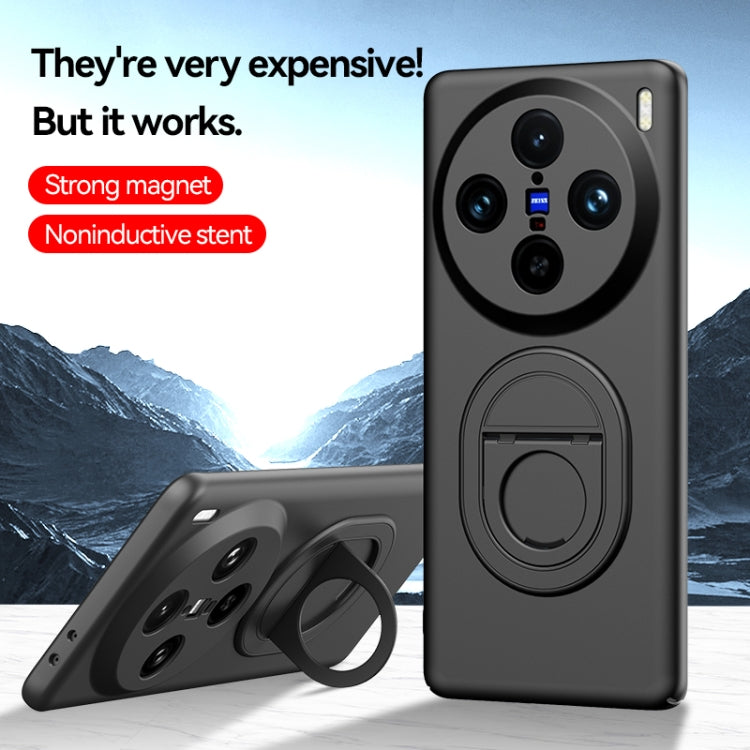 For vivo X100 Pro Magsafe Hidden Fold Holder Full Coverage Shockproof Phone Case(Black) - vivo Cases by buy2fix | Online Shopping UK | buy2fix