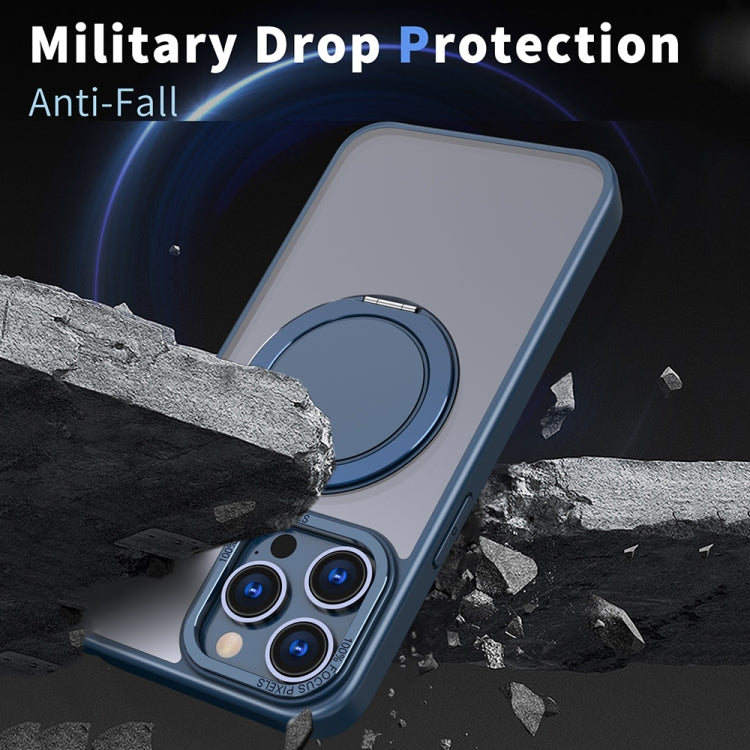 For iPhone 12 Pro 360-degree Rotating MagSafe Magnetic Holder Phone Case(Navy Blue) - iPhone 12 / 12 Pro Cases by buy2fix | Online Shopping UK | buy2fix