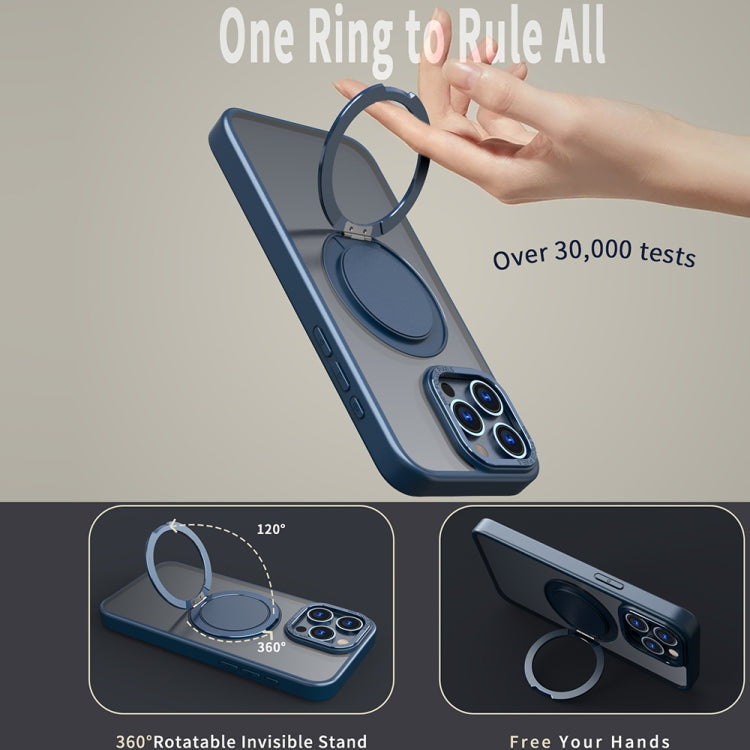 For iPhone 12 Pro 360-degree Rotating MagSafe Magnetic Holder Phone Case(Navy Blue) - iPhone 12 / 12 Pro Cases by buy2fix | Online Shopping UK | buy2fix
