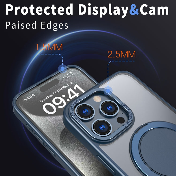 For iPhone 12 Pro 360-degree Rotating MagSafe Magnetic Holder Phone Case(Navy Blue) - iPhone 12 / 12 Pro Cases by buy2fix | Online Shopping UK | buy2fix