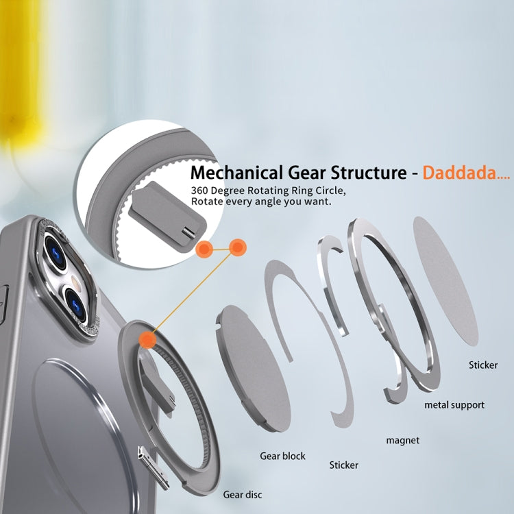 For iPhone 14 360-degree Rotating MagSafe Magnetic Holder Phone Case(Titanium Grey) by buy2fix