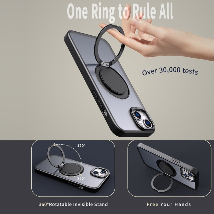 For iPhone 14 Plus 360-degree Rotating MagSafe Magnetic Holder Phone Case(Black) - iPhone 14 Plus Cases by buy2fix | Online Shopping UK | buy2fix