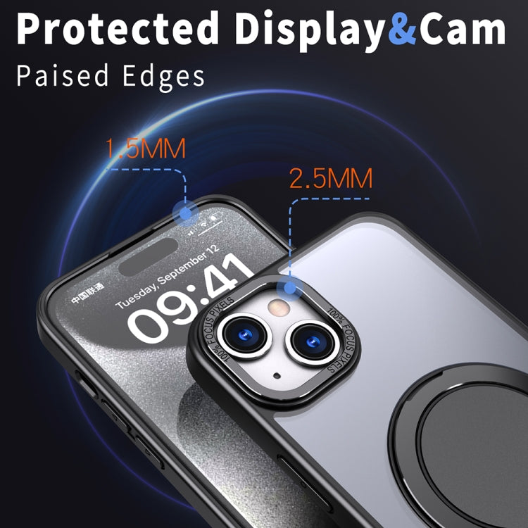 For iPhone 14 Plus 360-degree Rotating MagSafe Magnetic Holder Phone Case(Black) - iPhone 14 Plus Cases by buy2fix | Online Shopping UK | buy2fix