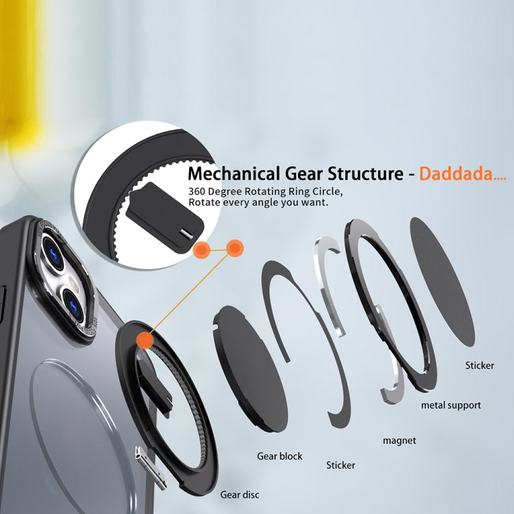 For iPhone 14 Plus 360-degree Rotating MagSafe Magnetic Holder Phone Case(Black) - iPhone 14 Plus Cases by buy2fix | Online Shopping UK | buy2fix