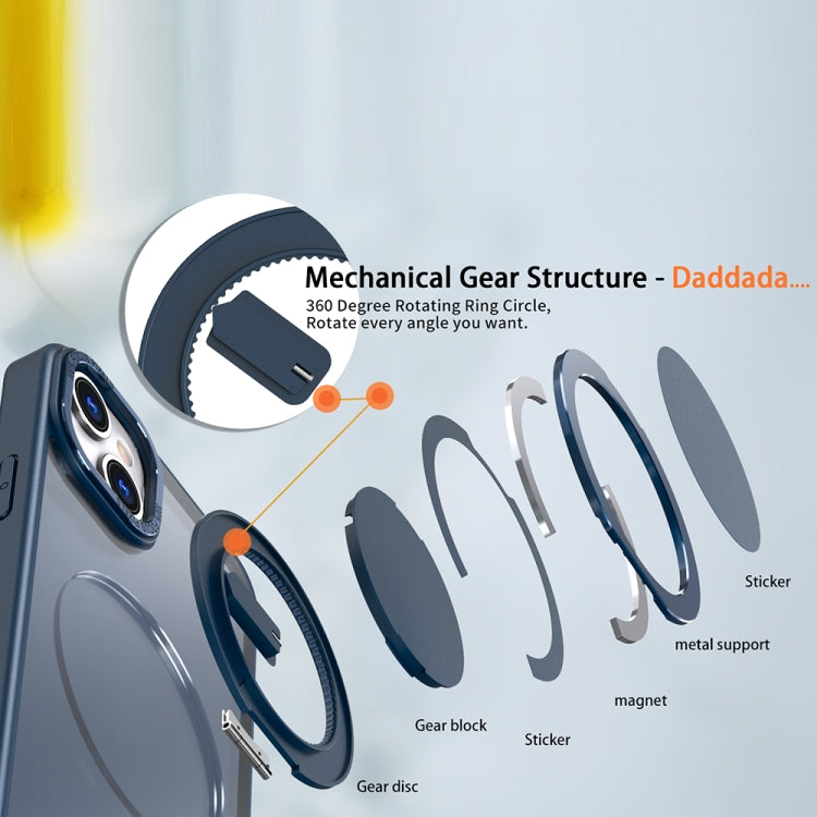 For iPhone 15 360-degree Rotating MagSafe Magnetic Holder Phone Case(Navy Blue) by buy2fix