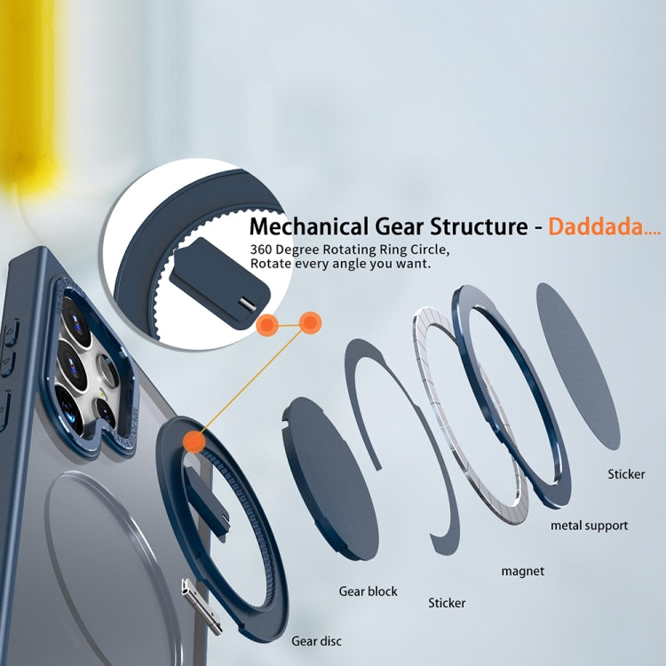 For Samsung Galaxy S24 Ultra 5G 360-degree Rotating MagSafe Magnetic Holder Phone Case(Navy Blue) - Galaxy S24 Ultra 5G Cases by buy2fix | Online Shopping UK | buy2fix