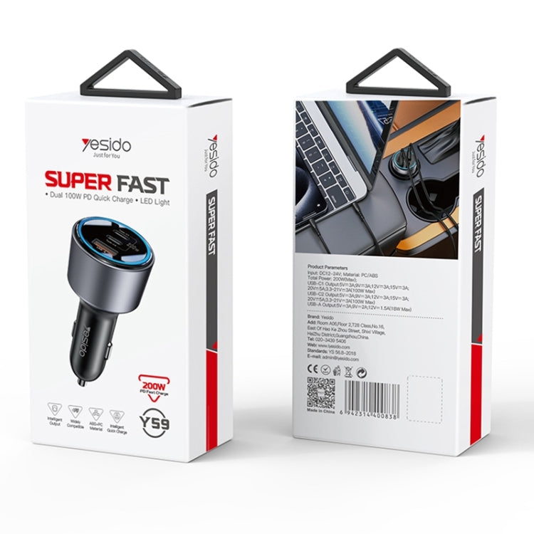 Yesido Y59 200W Car Phone Charger(Black) by Yesido
