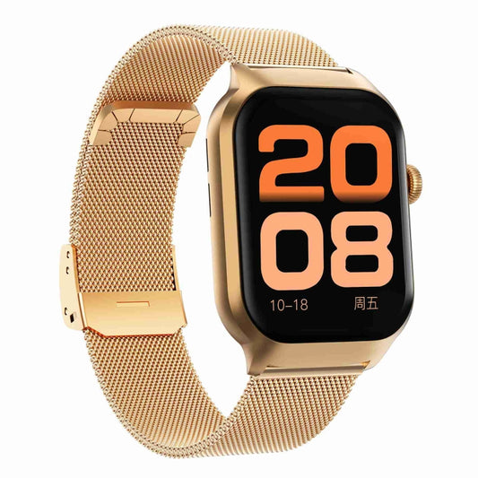2.01 inch Milanese Steel Strap Bluetooth Call Smart Watch Support Heart Rate Monitoring / Non-invasive Blood Sugar(Gold) by buy2fix