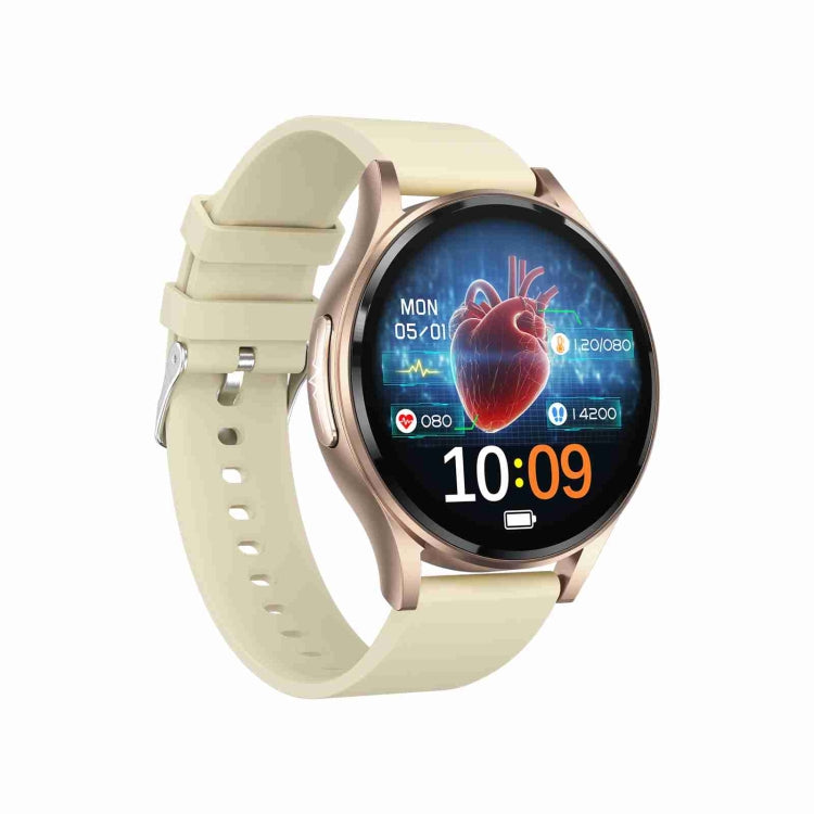 1.43 inch Silicone Strap Bluetooth Call Smart Watch Support ECG / Non-invasive Blood Sugar(Light Yellow) - Smart Watches by buy2fix | Online Shopping UK | buy2fix