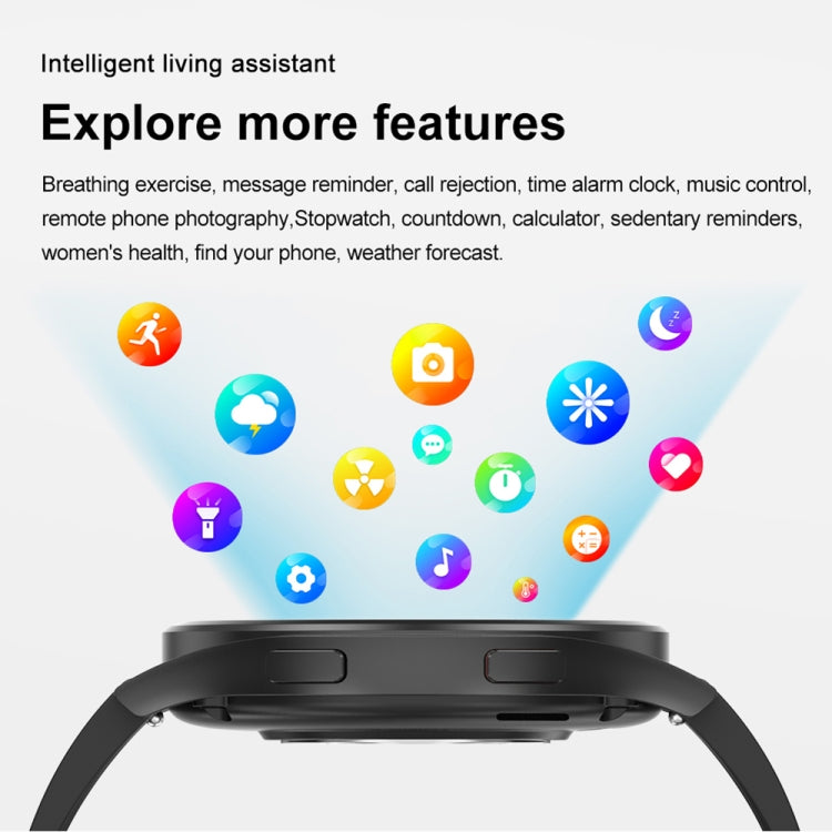 1.43 inch Leather Strap Bluetooth Call Smart Watch Support ECG / Non-invasive Blood Sugar(Black) - Smart Watches by buy2fix | Online Shopping UK | buy2fix